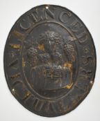 Licensed Victuallers and General Fire and Plate Glass Insurance Co copper firemark (W112A), H23cm