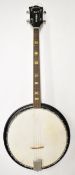 Harmony Roy Smeck four string banjo with rosewood fretboard and pearlescent inlays, length 85cm,