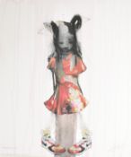 Antony Micallef (b.1975) signed limited edition 1/2 Curwen Archive print 'Girl in Red Dress With