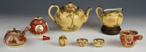 Collection of Japanese tea ware including Satsuma items, tallest 12cm
