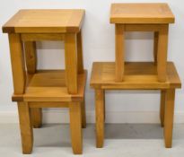 Four modern oak bedside or side tables, largest L58 x D38 x H51cm
