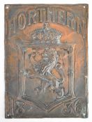 The Northern Assurance Co copper firemark (W88A), H24cm. Provenance: removed from 362 The Street,