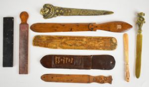 [Postal Interest] Group of vintage letter openers including wooden example inset with small brass