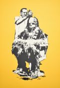 Eelus (American, b.1979) signed limited edition 176/200 screenprint 'Chewbarber' yellow colourway,