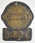 Norwich Union Fire Insurance Co firemark (W29F), overseas issue, H22cm