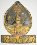 The Royal Exchange Assurance lead firemark (W10J), some original paintwork remaining, H19cm