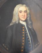 Philippa Abrahams oil on canvas portrait of Ralph Allen, Bath postmaster from 1712, 74 x 59cm, in