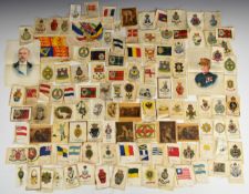 Collection of over one hundred mostly B.D.V. cigarette silks with examples to include flags,
