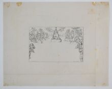 Postal history: Die proof of Mulready envelope with frame lines 'W Mulready RA' and 'John