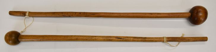 Two African tribal knobkerries, largest 75cm long