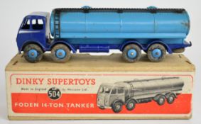 Dinky Supertoys diecast model Foden 14-Ton Tanker with two-tone blue body/cab and silver trim,