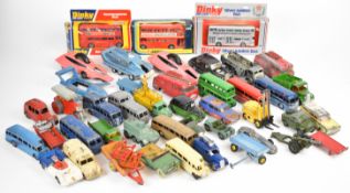 Dinky diecast model cars and trucks and buses to include Spirit of the Wind, Land-Rover, Nash Ramble
