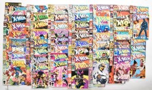Over one hundred mostly Bronze and Copper Age X-Men comic books by Marvel.