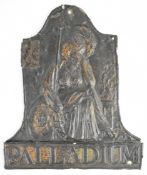 Palladium Life and Fire Assurance Society copper firemark (W72A), H23cm