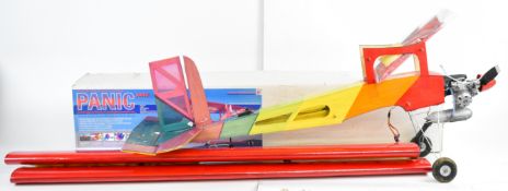 ARTF Panic radio controlled (RC) model bi-plane, assembled with motor and servos, length 106cm,