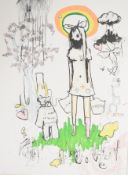 Antony Micallef (b.1975) signed limited edition 10/92 print 'Happy Fucked Up Nuclear Girl', framed