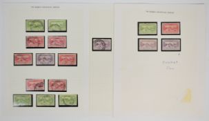 New Zealand stamps comprising a small study of 1925/26 Dunedin exhibition stamps including 4d 'F' in
