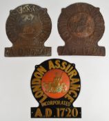 Three London Assurance Co firemarks (W9J), H29.5cm