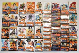 Fifty five 'Naruto' Japanese graphic novel comic books by Masashi Kishimoto comprising a straight