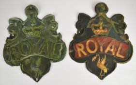 Two Royal Insurance Co copper firemarks, first and second variants (W95A and W95B), H30cm