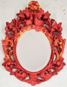 Designer cloth bound hanging wall mirror, 68 x 50cm