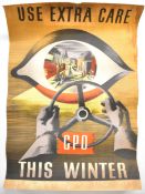 [Poster] Use Extra Care This Winter GPO post-war public safety poster (c.1948) in full colour