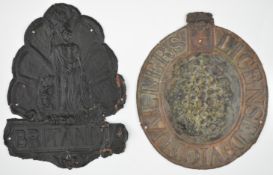 Two copper firemarks Licensed Victuallers and General Fire and Life Insurance Company (W86A) and The