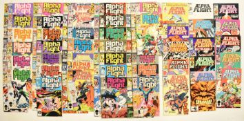Eighty two Alpha Flight comic books by Marvel, to include issues #1-57 and further sequential runs.