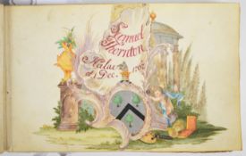 18th century Commonplace Album belonging to Samuel Thornton, with hand coloured title on vellum