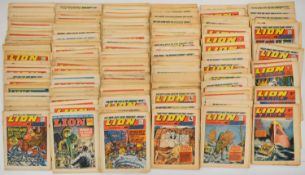 One hundred and sixty issues of Lion comic by IPC Magazines Ltd to include collaborations with Eagle