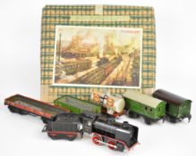 Marklin 0 gauge clockwork model railway set including 0-4-0 R880 locomotive with tender, in original