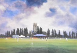 [Cricketing Interest] Signed Jack Russell limited edition 261/500 colour print 'Archdeacon Meadow,