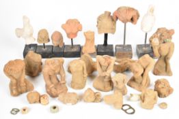 A collection of Indus valley pottery figures and shards, probably 14th/15thC