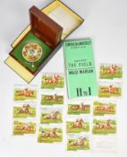 Mahogany cased F.H. Ayres Sandown roulette style game with horse racing cards and ivory winning