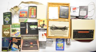 Two retro home computer systems comprising Acorn Electron Plus 1 and BBC Acorn Microcoputer,