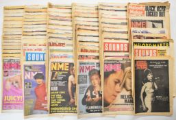 Over seventy New Musical Express (NME) magazines, with issues dating from the mid 1970's through