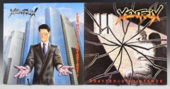 Two Thrash Metal LPs by Xentrix, both first pressings on Road Racer Records comprising For Whose