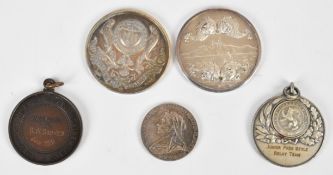 Silver / bronze medals and pendants including two fishing / angling related for Dover / Folkestone