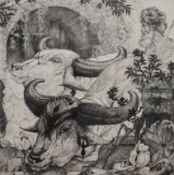 Edward Julius Detmold (1883-1957) etching 'At The Edge of the Lotus Pool', signed lower right, 22