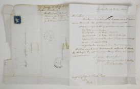 1840 2d blue stamp on cover to Hull, 3½ margins