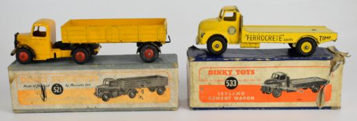 Two Dinky Toys diecast model trucks comprising Leyland Cement Wagon 533, Bedford Articulated Lorry