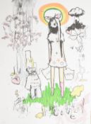 Antony Micallef (b.1975) signed limited edition 66/95 print 'Happy Fucked Up Nuclear Girl', framed