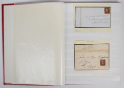 1d red stamps on cover and a stockbook with collection of covers including 1d reds on cover