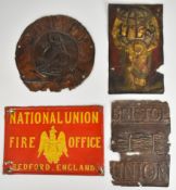 Four firemarks / signs comprising copper Atlas Insurance Co 1808-1959 with some original paint (
