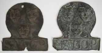 Two firemarks for The Salop Fire Office (Shropshire), tallest 19cm