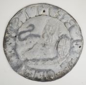 British Fire Office lead firemark (W30B) issued circa 1805, diameter 25cm