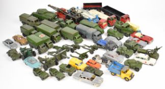 Over forty diecast military and commercial vehicles by Dinky, Corgi, Matchbox, Crescent and