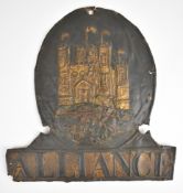 Alliance, British and Foreign Fire and Life Insurance Company copper firemark (W63B), H24cm