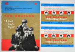 The Beatles Hard Day’s Night programme and two tickets for the Royal World Premiere at London