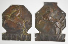 Two Kent Insurance Co copper firemarks (W36D)